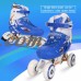 1 Pair Unisex Adjustable Inline Skates Set for Boys and Girls with  Helmet Knee and Elbow Protection,Blue and Pink WCYE   